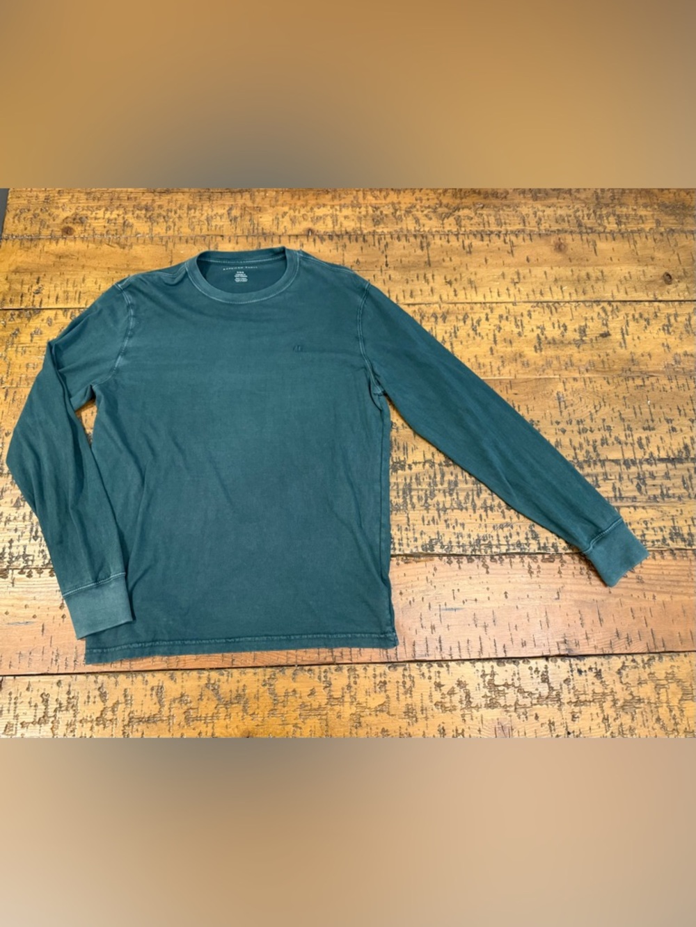 American Eagle Men's Long Sleeve Crew Neck Shirt - Dark Teal